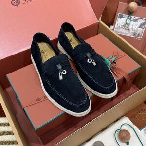👟 Loro Piana Navy Suede Luxury Loafers 👟